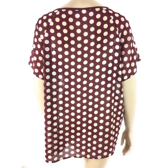 Michael Kors Womens Blouse XL Red Polka Dot Top - Picture 3 of 4
